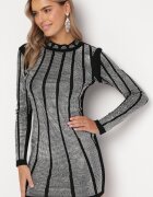 elsa.m by may Rochie Mulată Mini Negru-Argintiu Cu strasuri aplicate