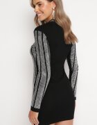 elsa.m by may Rochie Mulată Mini Negru-Argintiu Cu strasuri aplicate