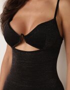 elsa.m by may Rochie Neagră Ajustată cu Fir Sclipitor Elizia