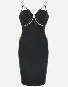 elsa.m by may Rochie Neagră Ajustată cu Perle Aset