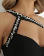 elsa.m by may Rochie neagră cu Partea Superioară Asimetrică și Circonii Hemuva