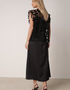 elsa.m by may Rochie neagră de satin cu bretele din viscoză și bumbac cu narută Messishis