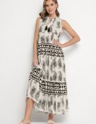 elsa.m by may Rochie Neagră de Viscoză Cloș cu Legătură cu Model Paisley Mreadia