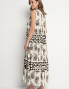 elsa.m by may Rochie Neagră de Viscoză Cloș cu Legătură cu Model Paisley Mreadia