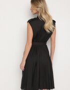 elsa.m by may Rochie neagră din vâscoză cloș cu top tip cămașă și pliuri cu curea Eviravie