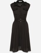 elsa.m by may Rochie neagră din vâscoză cloș cu top tip cămașă și pliuri cu curea Eviravie