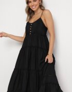 elsa.m by may Rochie Neagră din Vâscoză și Bumbac Cloș pe bretele Mimina