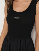 elsa.m by may Rochie Neagră din Viscoză cu Croi Evazat cu Aplicație Decorativă Ronestra