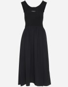 elsa.m by may Rochie Neagră din Viscoză cu Croi Evazat cu Aplicație Decorativă Ronestra