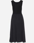 elsa.m by may Rochie Neagră din Viscoză cu Croi Evazat cu Aplicație Decorativă Ronestra