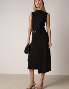 elsa.m by may Rochie Neagră Elegantă Taliată cu Decorațiune Metalică Aroos