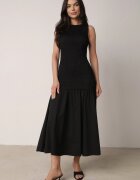 elsa.m by may Rochie neagră încrețită Fără mâneci cu talie coborâtă Natirea