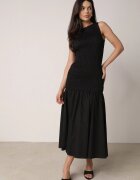 elsa.m by may Rochie neagră încrețită Fără mâneci cu talie coborâtă Natirea