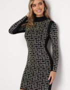 elsa.m by may Rochie Neagră Mini cu Model Geometric cu Paiete Acatina