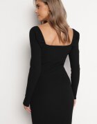 elsa.m by may Rochie Neagră Mini din Material Reiat cu Decupaj și Legare Cerdosja