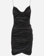 elsa.m by may Rochie Neagră Satinată Mini cu Drapat Sero
