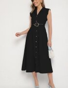 elsa.m by may Rochie Neagră tip cămașă cu curea Devikka