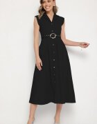 elsa.m by may Rochie Neagră tip cămașă cu curea Devikka