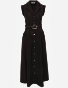 elsa.m by may Rochie neagră tip cămașă fără mâneci decorată cu curea cu cataramă Phalixia