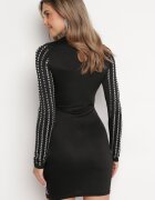 elsa.m by may Rochie Negru-Argintiu Mini cu Semi-guler Decorată cu Zirconii Rosinne