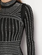 elsa.m by may Rochie Negru-Argintiu Mini cu Semi-guler Decorată cu Zirconii Rosinne