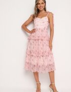 elsa.m by may Rochie Plisată Roz cu bretele cu elastic în talie Cerasea
