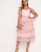 elsa.m by may Rochie Plisată Roz cu bretele cu elastic în talie Cerasea