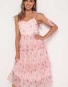 elsa.m by may Rochie Plisată Roz cu bretele cu elastic în talie Cerasea