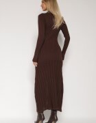 elsa.m by may Rochie pulover din vâscoză maro cu nasturi și guler Delarria