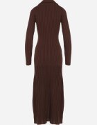 elsa.m by may Rochie pulover din vâscoză maro cu nasturi și guler Delarria