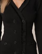 elsa.m by may Rochie Pulover Neagră cu două rânduri de nasturi și Franjuri Decorativi Vluona