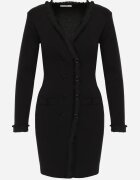elsa.m by may Rochie Pulover Neagră cu două rânduri de nasturi și Franjuri Decorativi Vluona