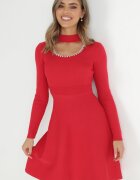 elsa.m by may Rochie roșie cu decupaj la decolteu cu zirconii și perle Vari