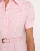 elsa.m by may Rochie Roz cu Dantelă și Curea Decorativă și Guler Gavridia