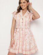 elsa.m by may Rochie Roz Viscoză cu croială tip cămașă cu curea cu cataramă Nitariela