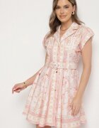 elsa.m by may Rochie Roz Viscoză cu croială tip cămașă cu curea cu cataramă Nitariela
