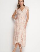 elsa.m by may Rochie Rozalie de bumbac cu croi asimetric cu volane și imprimeu floral Jommea