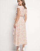 elsa.m by may Rochie Rozalie de bumbac cu croi asimetric cu volane și imprimeu floral Jommea