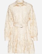 elsa.m by may Rochie tip cămașă bej deschis decorată cu dantelă și broderii cu curea în talie Ronaelle