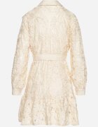 elsa.m by may Rochie tip cămașă bej deschis decorată cu dantelă și broderii cu curea în talie Ronaelle