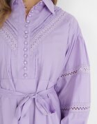 elsa.m by may Rochie tip cămașă mov cu mâneci bufante și inserții ajurate Staples