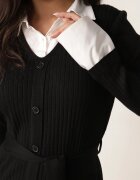 elsa.m by may Rochie tip pulover din viscoză cu imitație de cămașă dedesubt și curea Leiga Neagră