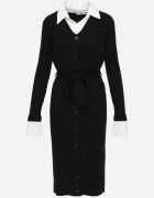 elsa.m by may Rochie tip pulover din viscoză cu imitație de cămașă dedesubt și curea Leiga Neagră