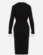 elsa.m by may Rochie tip pulover din viscoză cu imitație de cămașă dedesubt și curea Leiga Neagră