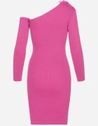 elsa.m by may Rochie tricotată Fucsia cu Vâscoză cu croi asimetric cu flori 3D și pene Nellyra