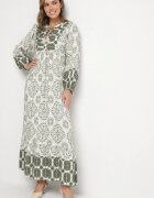 elsa.m by may Rochie verde evazată din vâscoză și cu volan Efanelisa