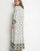 elsa.m by may Rochie verde evazată din vâscoză și cu volan Efanelisa