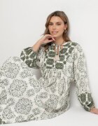 elsa.m by may Rochie verde evazată din vâscoză și cu volan Efanelisa