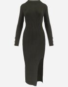 elsa.m by may Rochie Verde închis Reiată Maxi din Viscoză Decorată cu nasturi și cu șliț Pollare