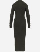 elsa.m by may Rochie Verde închis Reiată Maxi din Viscoză Decorată cu nasturi și cu șliț Pollare
